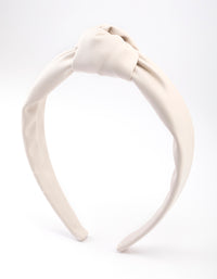 Cream Fabric Faux Leather Large Knot Aliceband - link has visual effect only