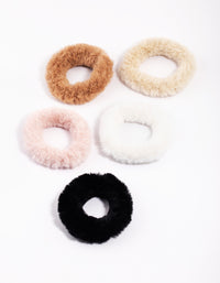 Fabric Soft Fluffy Large Scrunchies 5-Pack - link has visual effect only
