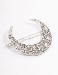 Rhodium Mixed Diamante Crescent Hair Clips - link has visual effect only