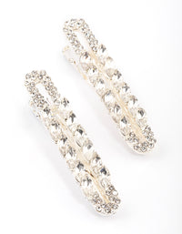 Silver Mixed Navette Diamante Hair Clips Pack - link has visual effect only