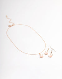 Rose Gold Blush Bunny Necklace & Drop Earrings Set - link has visual effect only
