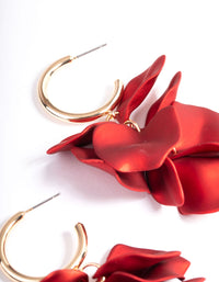 Red Coated Petal Huggie Earrings - link has visual effect only