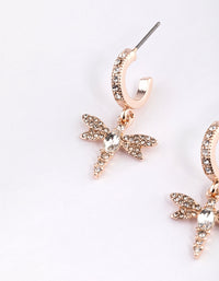 Rose Gold Diamante Dragonfly Huggie Earrings - link has visual effect only
