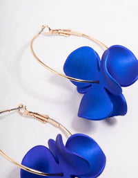 Gold Pealised Blue Flower Hoop Earrings - link has visual effect only