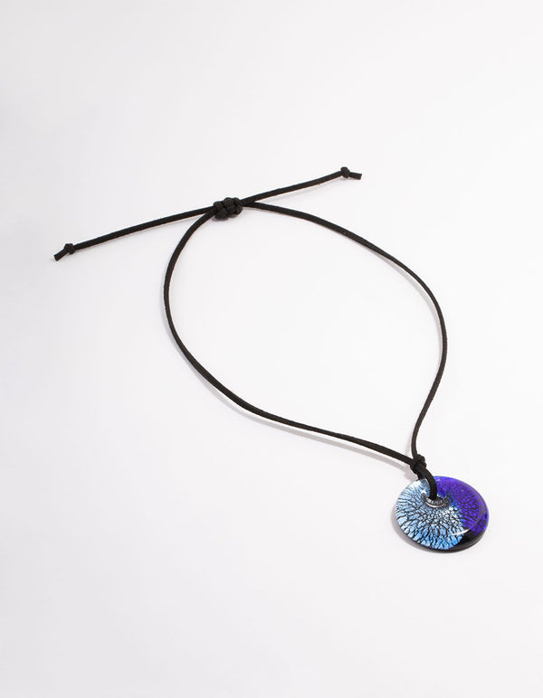 Gold Cracked Pattern Disc Necklace