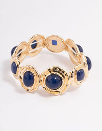 Gold Large Hammered Circle Stone Bracelet - link has visual effect only
