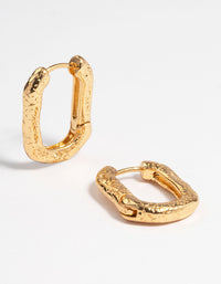 Gold Plated Brass Textured Small Huggie Earrings - link has visual effect only