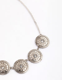 Antique Silver Diamante Pattern Disc Necklace - link has visual effect only