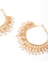 Gold Pearl Overlap Big Hoop Earrings - link has visual effect only