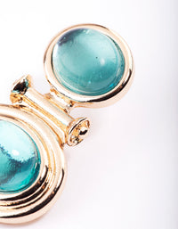 Gold Double Stone Turquoise Drop Earrings - link has visual effect only