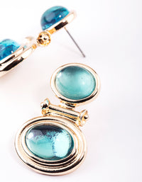 Gold Double Stone Turquoise Drop Earrings - link has visual effect only