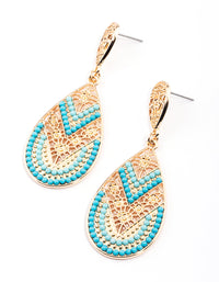 Gold Stamp Stone Disc Drop Earrings - link has visual effect only