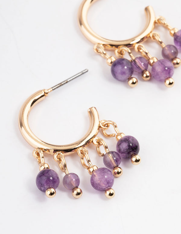 Gold Amethyst Cluster Earrings