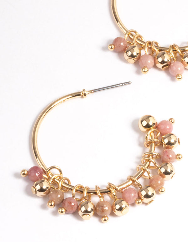 Gold Rhodochrosite Cluster Earrings