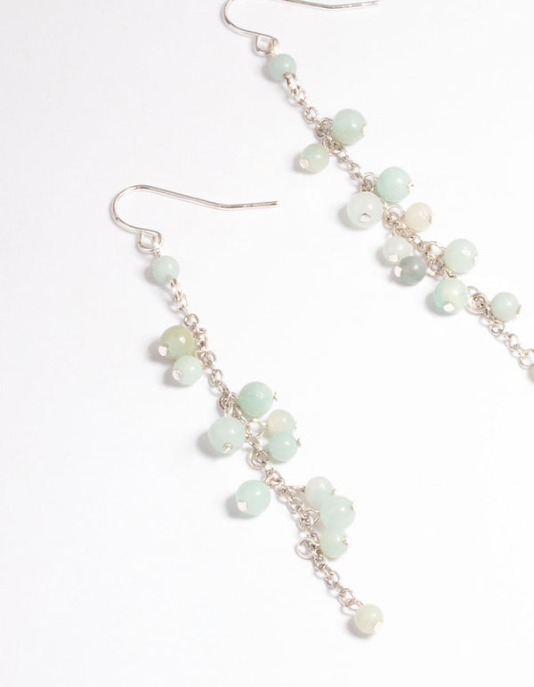 Antique Silver Amazonite Chain Drop Earrings