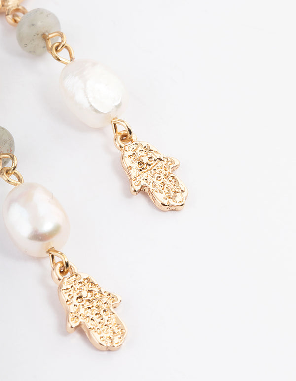 Gold Freshwater Pearl Drop Earrings