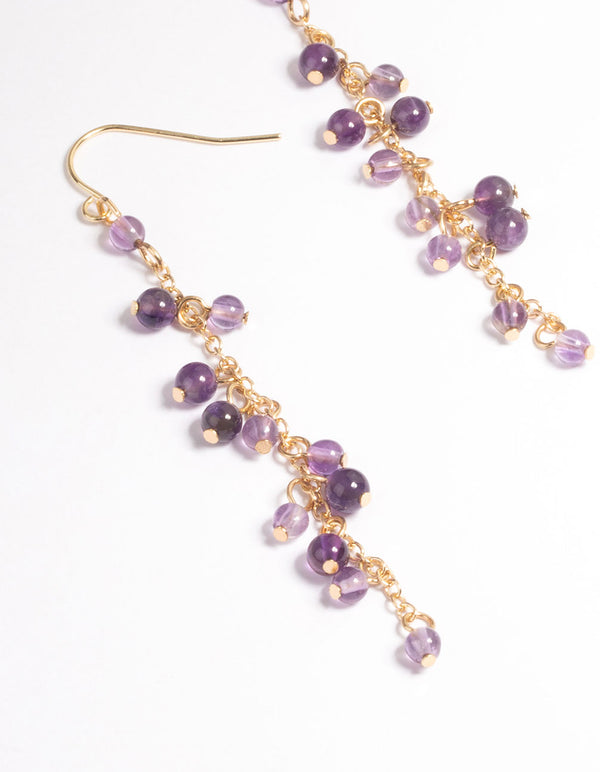 Gold Amethyst Chain Drop Earrings