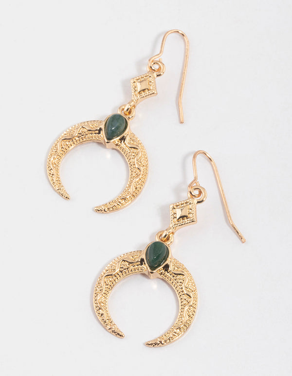 Gold Hook Crescent Earrings