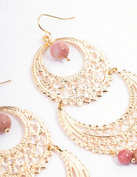 Gold Rhodonite Filigree Round Earrings - link has visual effect only