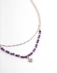 Antique Silver Layered Amethyst Star Necklace - link has visual effect only