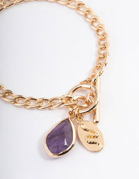 Gold Amethyst Charm Bracelet - link has visual effect only