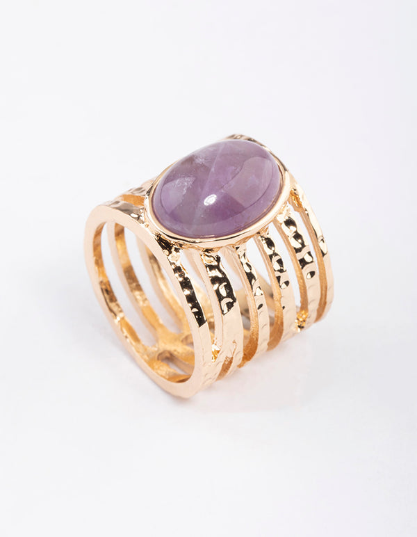 Gold Amethyst Statement Ring