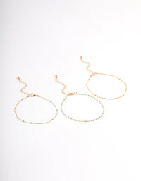 Gold Dainty Turquoise Anklet Pack - link has visual effect only