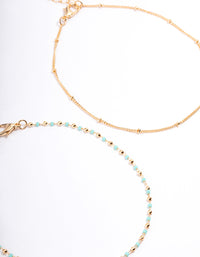 Gold Dainty Turquoise Anklet Pack - link has visual effect only