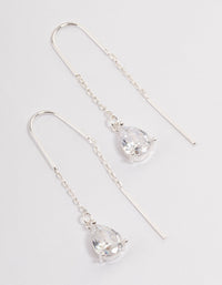 Silver Plated Cubic Zirconia Teardrop Threader Earrings - link has visual effect only