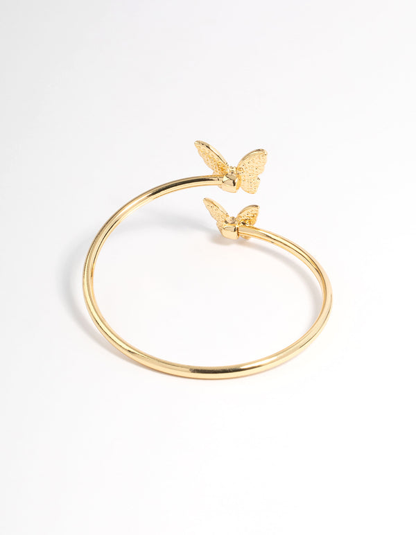 Gold Plated Double Butterfly Bangle