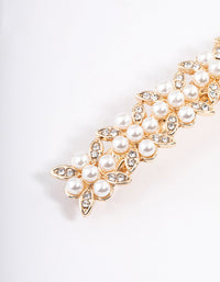 Gold Diamante & Pearl Floral Hair Clip - link has visual effect only