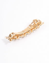 Gold Diamante & Pearl Floral Hair Clip - link has visual effect only