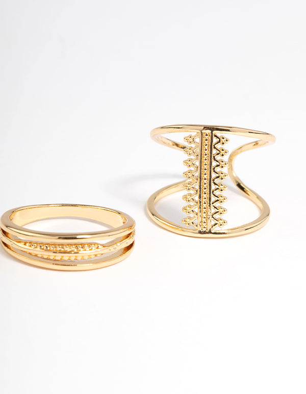 Gold Plated Fine Detail Open Rings Pack