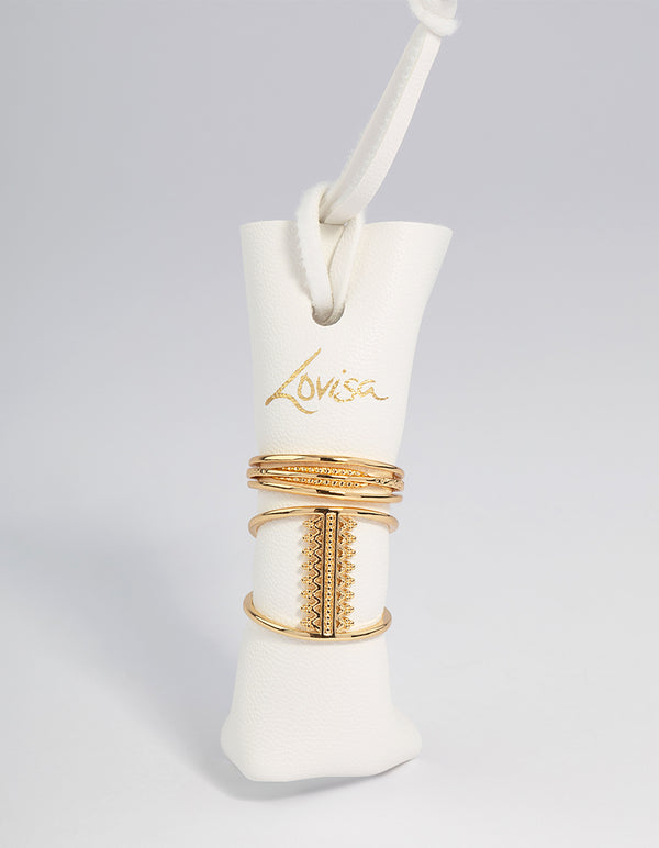 Gold Plated Fine Detail Open Rings Pack