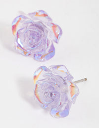 Plastic Lilac Rose Bloom Stud Earirngs - link has visual effect only