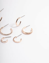 Rose Gold Dainty Hoop Stack Earrings - link has visual effect only