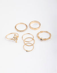 Gold Dainty Ornate Ring Pack - link has visual effect only