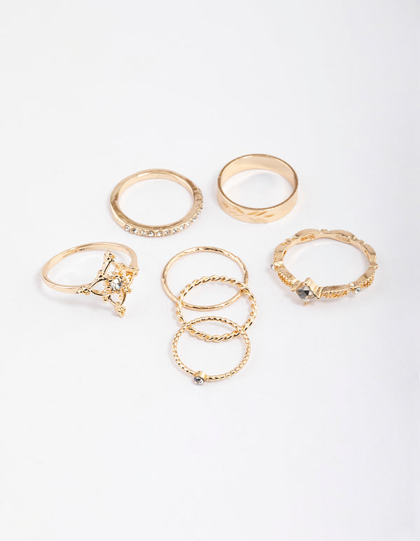 Gold Dainty Ornate Ring Pack