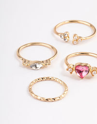 Gold Heart & Flower Ring Pack - link has visual effect only