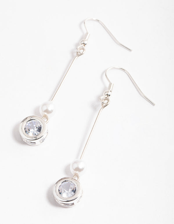 Silver diamante drop earrings Clearance