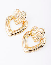 Gold Heart Door knocker Drop Earrings - link has visual effect only