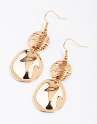 Gold Texture & irregular Disc Drop Earrings - link has visual effect only