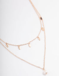 Rose Gold Freshwater Pearl Double Layer Disc Necklace - link has visual effect only