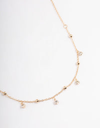 Gold Diamante Droplet Station Necklace - link has visual effect only