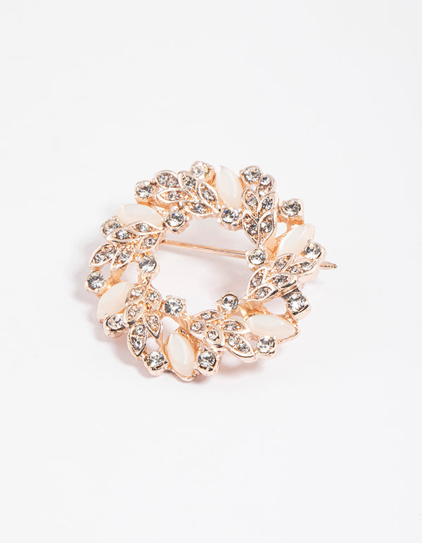 Rose Gold Wreath Marquise & Round Brooch