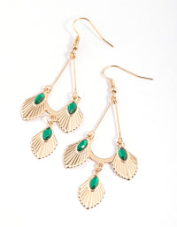 Green Triple Diamante Fan Drop Earrings - link has visual effect only