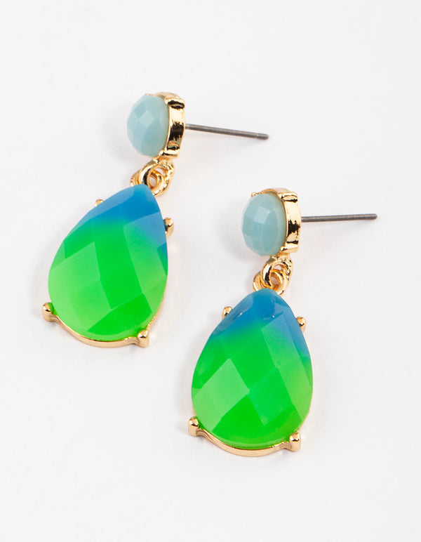 Gold Round & Pear Ombre Drop Earrings