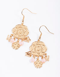 Blush Stamp Flower & Bead Drop Earrings - link has visual effect only
