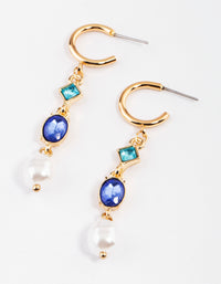 Blue Freshwater Pearl & Mixed Stone Drop Earrings - link has visual effect only