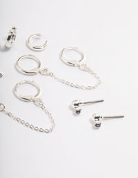 Silver Diamante Huggie Chain Earrings 5-Pack - link has visual effect only
